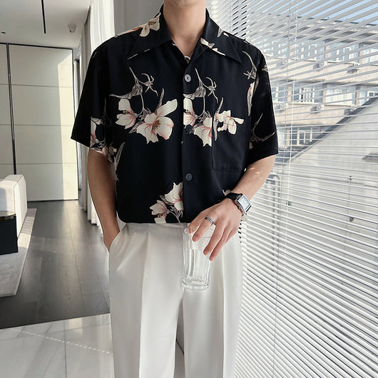 Camisa Floral Ligera con Drapeado para Hombre - Verano - Image 8