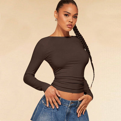 Blusa Espalda Descubierta Otoño Invierno - Diseño Europeo Moderno
