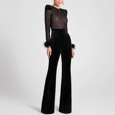 Jumpsuit Patchwork de Manga Larga en Pana - Image 9