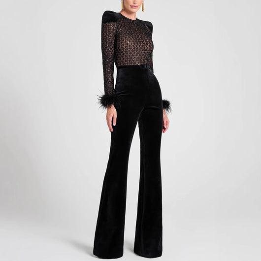 Jumpsuit Patchwork de Manga Larga en Pana - Image 9