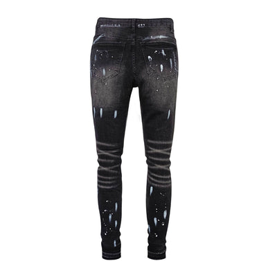Jeans Rectos Rotos con Efecto Paint Splash y Stretch para Hombre - Image 5