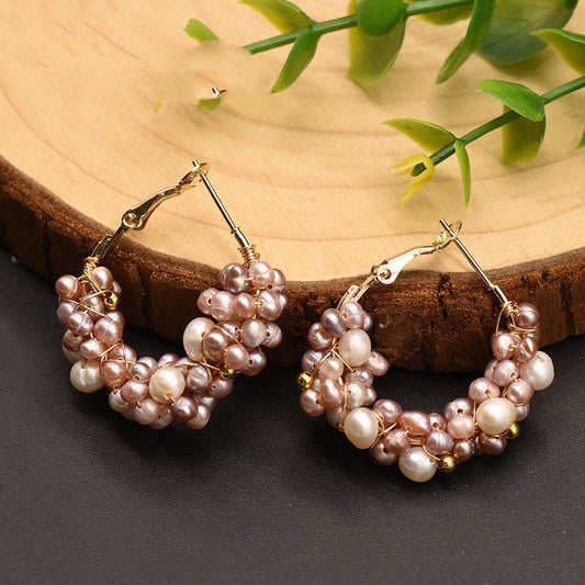 Aretes de Perlas de Agua Dulce Natural