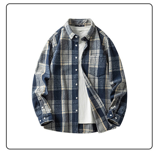 Camisa de Franela a Cuadros para Hombre - Abrigo Casual Grueso Talla Grande Otoño Invierno - Image 24