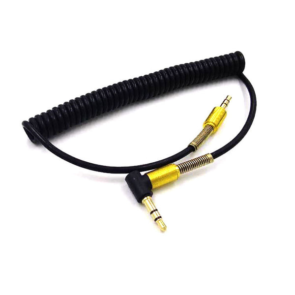 Cable de Audio Auxiliar Retráctil 3.5mm con Codo de Resorte para Auto