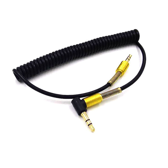 Cable de Audio Auxiliar Retráctil 3.5mm con Codo de Resorte para Auto
