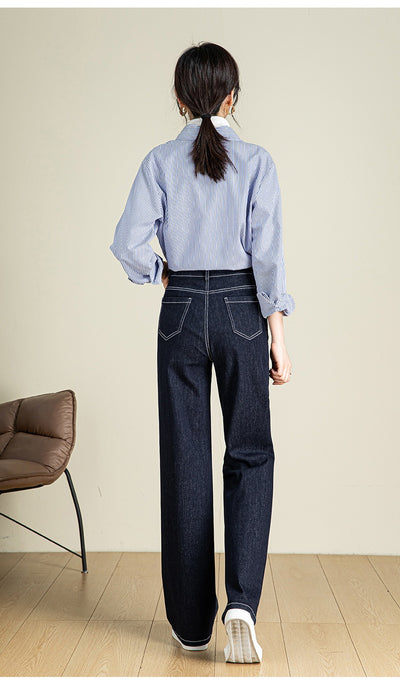 Pantalón Denim Cintura Alta Stretch Pierna Ancha - Image 11