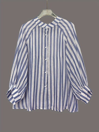 Blusa Rayada Manga Larga Efecto Adelgazante para Mujer - Image 9