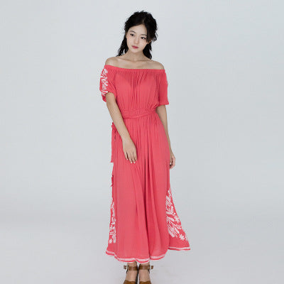 Vestido Largo Elegante Hombros Descubiertos con Cuello Único - Image 7