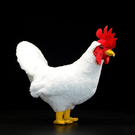 Adorable Peluche Gallo Blanco Realista