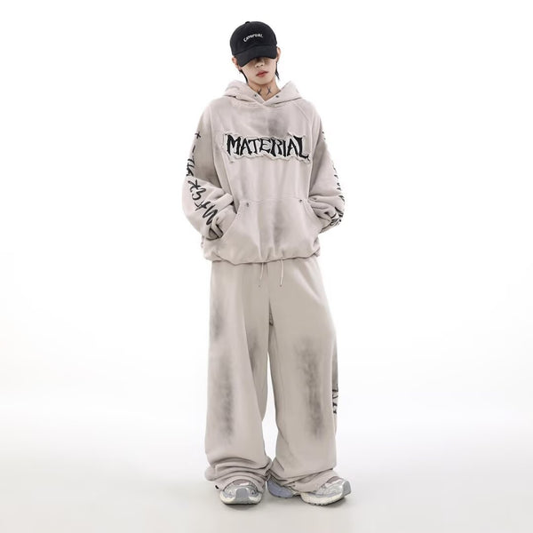 Sudadera Vintage Americana con Diseño Graffiti Desgastado