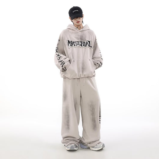 Sudadera Vintage Americana con Diseño Graffiti Desgastado