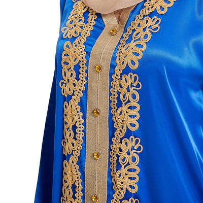 Vestido Largo Malayo con Cuello en V y Diamantes Cosidos - Image 15