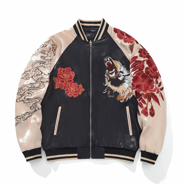 Chaqueta Béisbol Bordada con Zorro de Nueve Colas y Rey León
