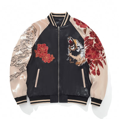 Chaqueta Béisbol Bordada con Zorro de Nueve Colas y Rey León