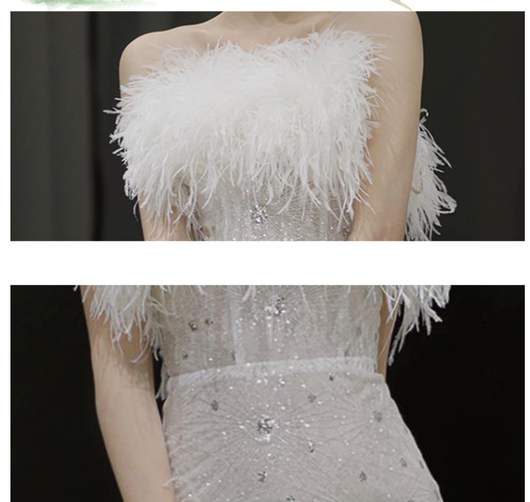 Vestido Fiesta Elegante sin Mangas con Plumas - Image 14