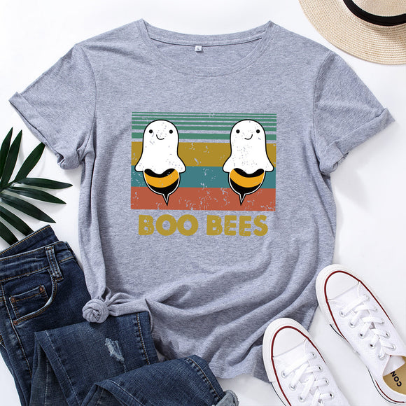 Camiseta Holgada para Mujer Cuello Redondo Manga Corta Creativa