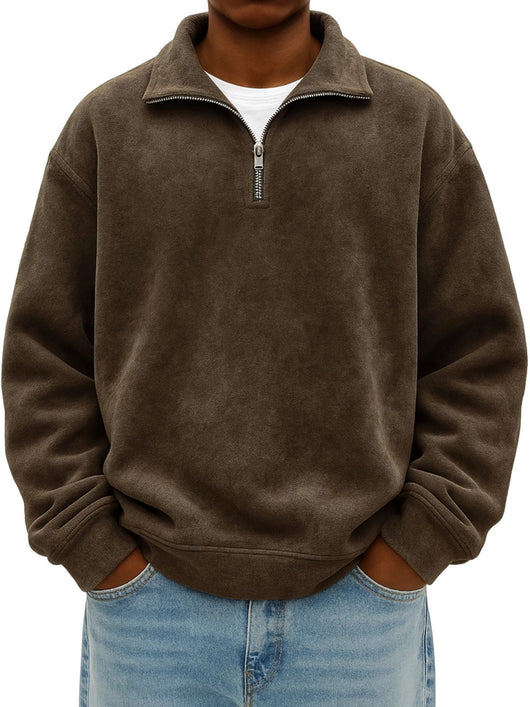 Sudadera Oversized Vintage con Cierre de Medio Cuello para Hombre - Image 10