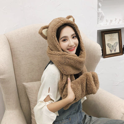 Gorro y Bufanda Cálidos con Orejas de Gato - Conjunto Coreano para Invierno - Image 4