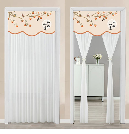 Double-layer blackout doorway curtain with a light blue top featuring a cartoon bear and "LUCK DAY!" text. - Image 20