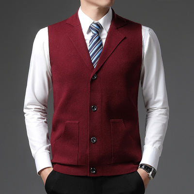 Chaleco de Lana Tejida para Hombre - Cuello Solapa Clásico - Image 12
