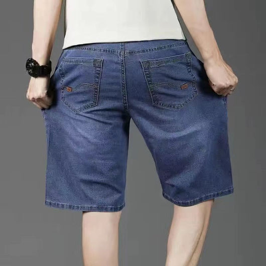 Pantalones Cortos de Denim Ligero Hombre Recto Suelto Cinco Puntos - Image 3