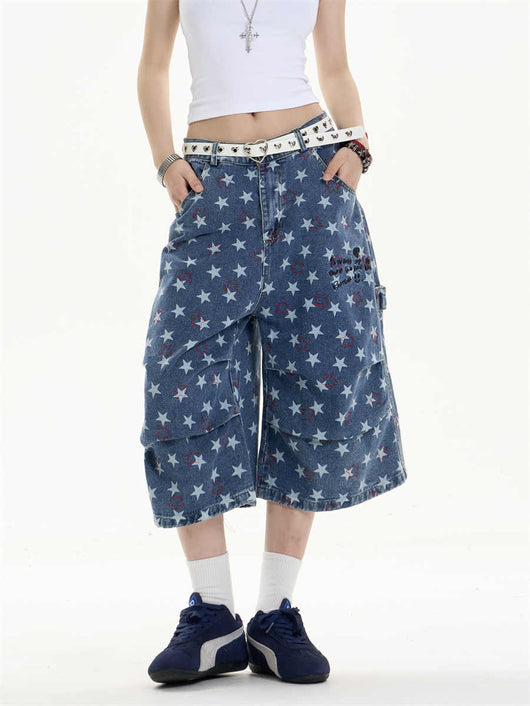 Pantalón Denim Estampado Crop Ancho y Suelto - Image 5