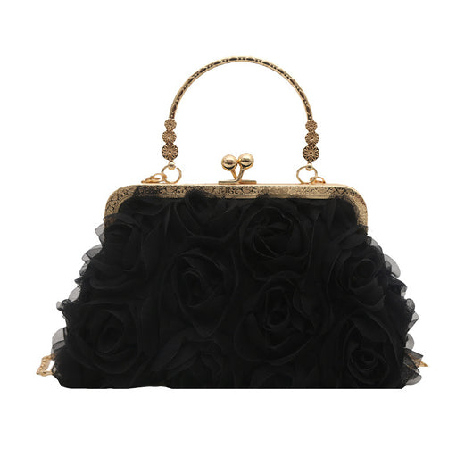 Bolso Elegante para Mujer con Patrón de Rosas y Detalle de Cadena - Image 4