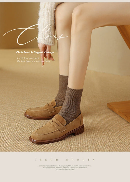Zapatos de Tacón para Mujer en Piel de Oveja con Punta Cuadrada y Redonda Retro - Image 12