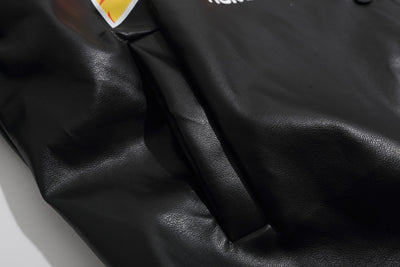 Chaqueta de Cuero PU para Motociclista con Costuras y Estampado - Image 18