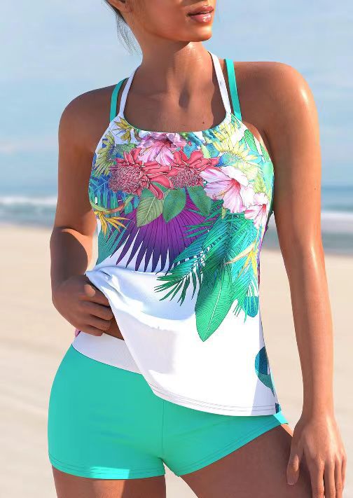 Traje de Baño Mujer Talla Grande con Flores y Abertura Lateral - Image 6