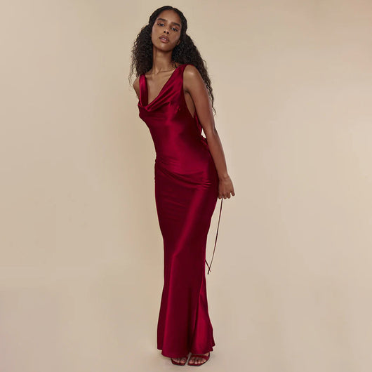 Vestido Largo de Gala con Encaje y Cordones para Mujer - Image 13