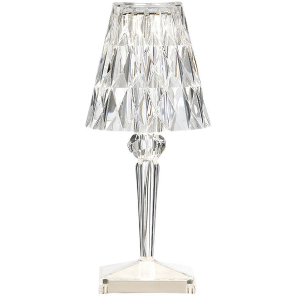 Lámpara de Mesa Cristal Diamante con Carga USB - Luz Nocturna Decorativa Recargable