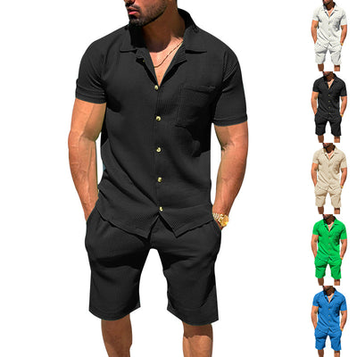 Conjunto de Verano Hombre: Cardigan con Solapa y Shorts a Rayas - Image 33