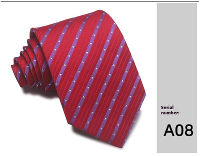 Corbata Jacquard Rayada 8CM para Hombre - Rojo, Negro y Azul - Image 39
