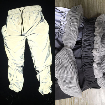 Pantalones Reflectantes con Cintura Elástica Doble y Cordones para Correr Nocturno - Image 9