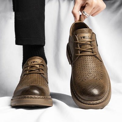 Zapatos Casuales de Cuero Estilo Británico con Suela Blanda para Hombre - Image 3