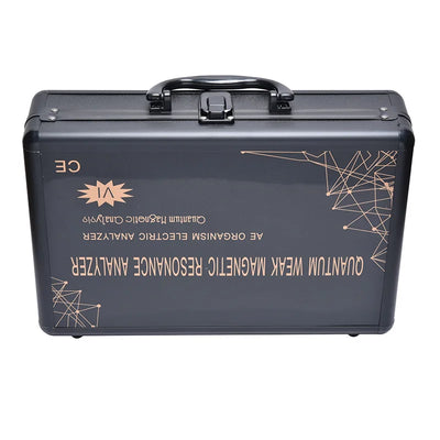 Black 6G Quantum Analyzer Palm Touch Health Detector in a briefcase-style case, with a hand on the sensor. - Image 11