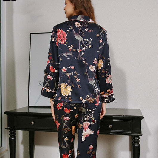 Pijama de Seda para Mujer - Manga Larga Primavera Verano Otoño - Image 3