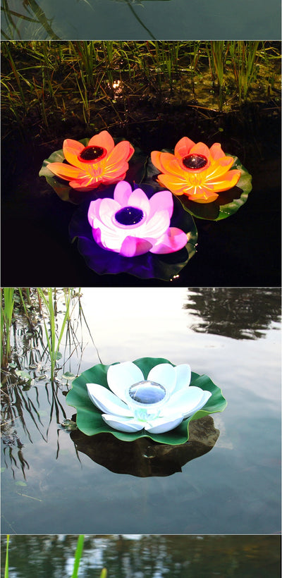 Lámpara Solar Flotante Loto Acuática Impermeable para Estanques - Image 15