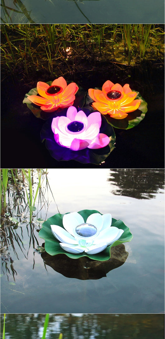Lámpara Solar Flotante Loto Acuática Impermeable para Estanques - Image 15