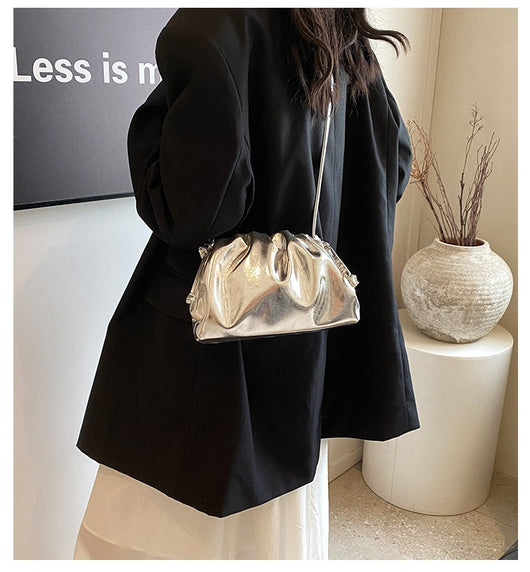 Bolso de Hombro Plateado con Textura Avanzada Estilo Dumpling - Image 21