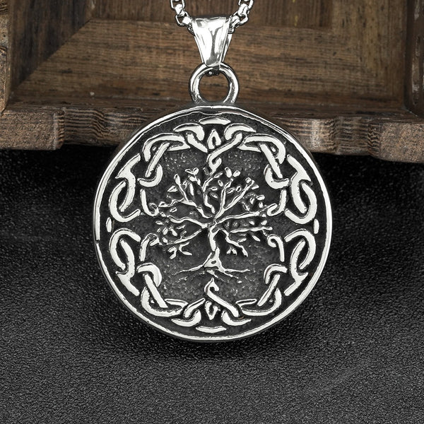 Collar Vikingo Árbol de la Vida en Acero Titanio para Hombre