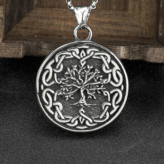 Collar Vikingo Árbol de la Vida en Acero Titanio para Hombre