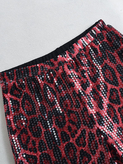 Pantalones Rectos Estampado Leopardo con Lentejuelas - Diseño Europeo - Image 27