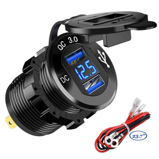 Cargador USB Metálico para Auto y Moto de Alta Velocidad
