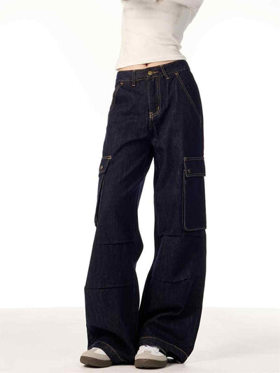 Pantalones Cargo Rectos de Pierna Ancha para Mujer con Múltiples Bolsillos - Image 6