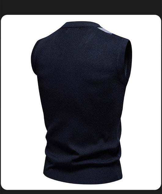 Suéter Tejido Jacquard para Hombre - Chaleco Cuello V - Image 30