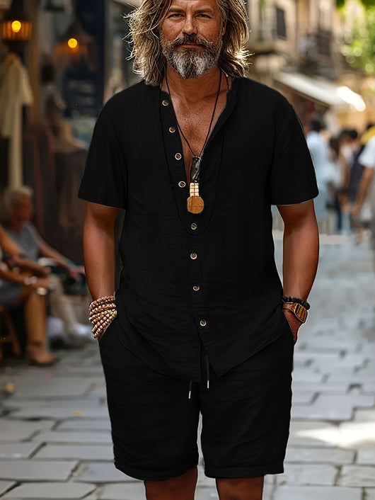 Conjunto de Camisa y Shorts en Algodón-Lino: Comodidad y Estilo - Image 7