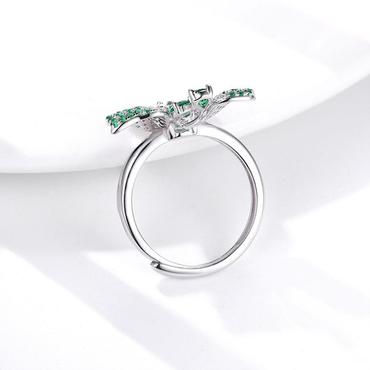 Anillo de Plata Mariposa S925 con Esmeralda Natural Incrustada - Image 5