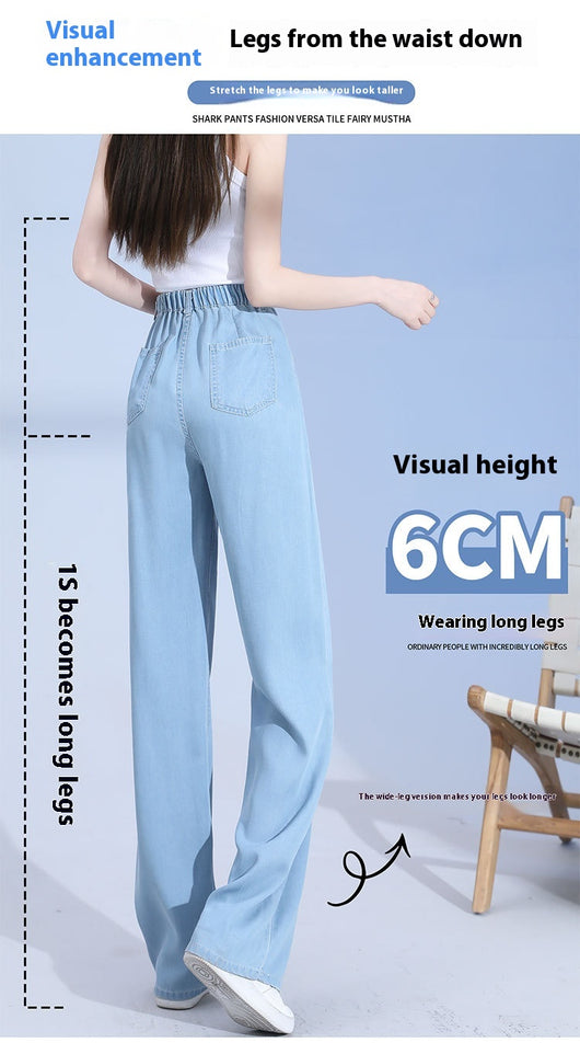 Pantalones Lyocell Rectos Cintura Alta Efecto Seda Pierna Ancha - Image 37